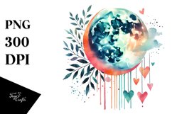 Simple Watercolor Moon PNG Product Image 1