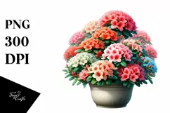 Detailed Vibrant Azalea Pot|Sublimation Clipart Product Image 3