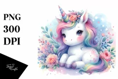Baby Unicorn Pastel Watercolor Product Image 1