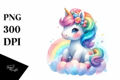 Baby Unicorn Pastel Watercolor Product Image 3