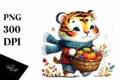 Quirky Baby Tiger with Autumn Vegetables Product Image 1