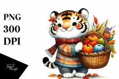Quirky Baby Tiger with Autumn Vegetables Product Image 3