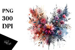 Colorful Grungy Flower with Splashes PNG Product Image 1