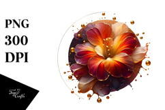 Abstract Nasturtium with Golden Insertions, Transparent PNG Product Image 1