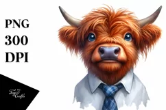 Cow Highland Tie Portrait Smiling | Sublimation | Clipart Product Image 1