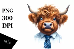 Cow Highland Tie Portrait Smiling | Sublimation | Clipart Product Image 3