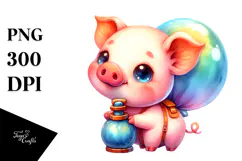 Baby Pig Illustration | Style | Clipart Product Image 1