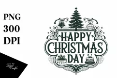 Retro Happy Christmas Day Png Product Image 5