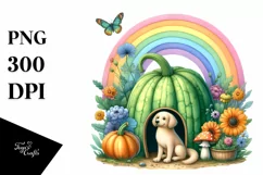 Dog House Illustration | Rainbow Butterfly Mushroom | Product Image 1