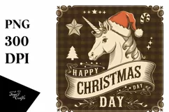 Retro Christmas Unicorn Png Product Image 1