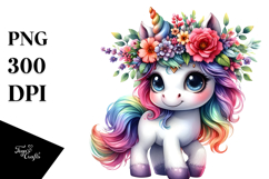 Floral Unicorn PNG Product Image 1
