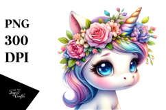 Floral Unicorn PNG Product Image 1
