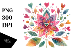 Simple Boho Heart Flower PNG Product Image 1