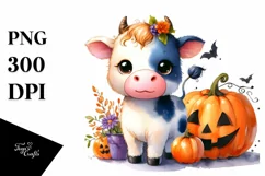 Vibrant Baby Cow Halloween Clipart Product Image 1