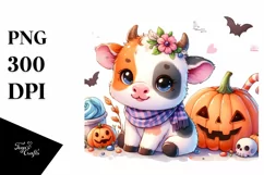 Vibrant Baby Cow Halloween Clipart Product Image 3