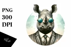 Boho Rhino Watercolor Portrait Clipart Product Image 1