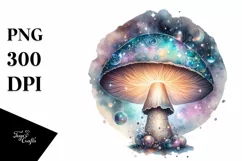 Pastel Mystical Mushroom Watercolor Splash PNG Product Image 1
