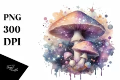 Pastel Mystical Mushroom Watercolor Splash PNG Product Image 3