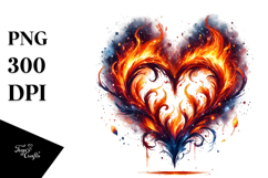 Watercolor Heart Made of Fire Product Image 1