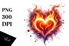 Glossy Heart Fire, Transparent PNG Product Image 1