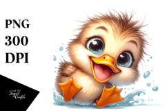 Energetic Baby Duck with Big Eyes PNG Product Image 1