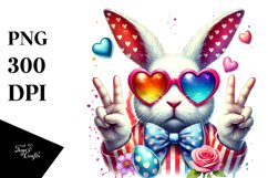 Victory Easter Bunny Watercolor PNG Product Image 1