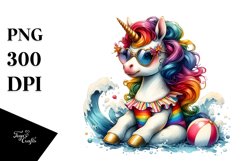 Colorful Baby Unicorn with Beachwear PNG Product Image 3