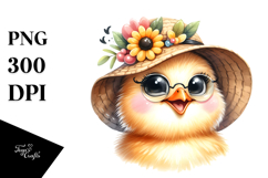 Watercolor Funny Chick Portrait | Sun Hat | Big Eyes Product Image 1