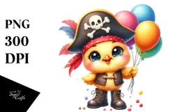 Baby Chicken with Pirate Hat, Colorful PNG Product Image 1