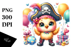 Colorful Baby Chicken Pirate PNG Product Image 1