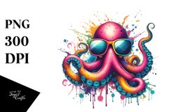 Quirky Colorful Octopus with Sunglasses | Clipart Product Image 3