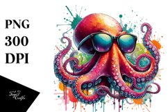 Quirky Colorful Octopus with Sunglasses | Clipart Product Image 1