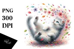 Pastel Cat Spring Watercolor Sticker Clipart Product Image 1