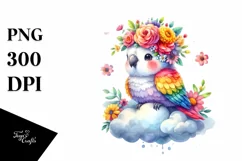 Cute Cartoon-Style Parrot Sitting PNG Product Image 3