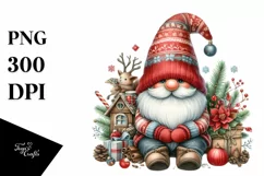 Watercolor Christmas Gnome PNG Product Image 1