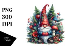 Vibrant Watercolor Christmas Gnome PNG Product Image 3