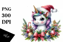 Cute Baby Unicorn with Christmas Decorations Product Image 1