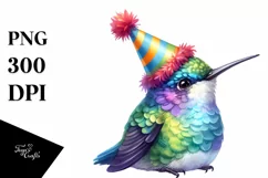 Vibrant Baby Hummingbird Party Hat Clipart Product Image 3