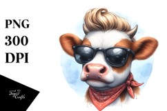Funny Baby Cow with Cool Hair, PNG Product Image 1
