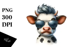 Funny Cow with Sunglasses PNG Product Image 1