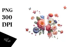 Colorful Flower with Splashes PNG Product Image 1