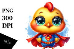 Vibrant Baby Chicken with Cape PNG Product Image 1