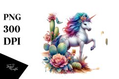 Colorful Baby Unicorn in Desert Scene PNG Product Image 3