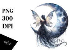 Gothic Fairy on the Moon, High-Quality PNG Product Image 1