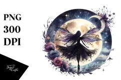Gothic Fairy on the Moon PNG Product Image 1
