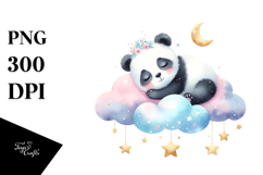 Whimsical Panda Sleeping on Cloud | Clipart Product Image 1