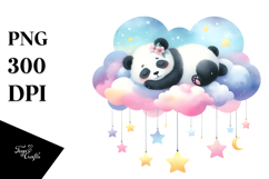 Whimsical Panda Sleeping on Cloud | Clipart Product Image 1