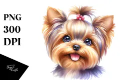 Watercolor Cute Yorkshire Terrier PNG Product Image 1