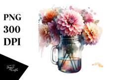 Vibrant Jar with Large Dahlia Clipart Product Image 1