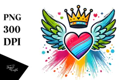 Crowned Heart Paintbrush PNG Product Image 1